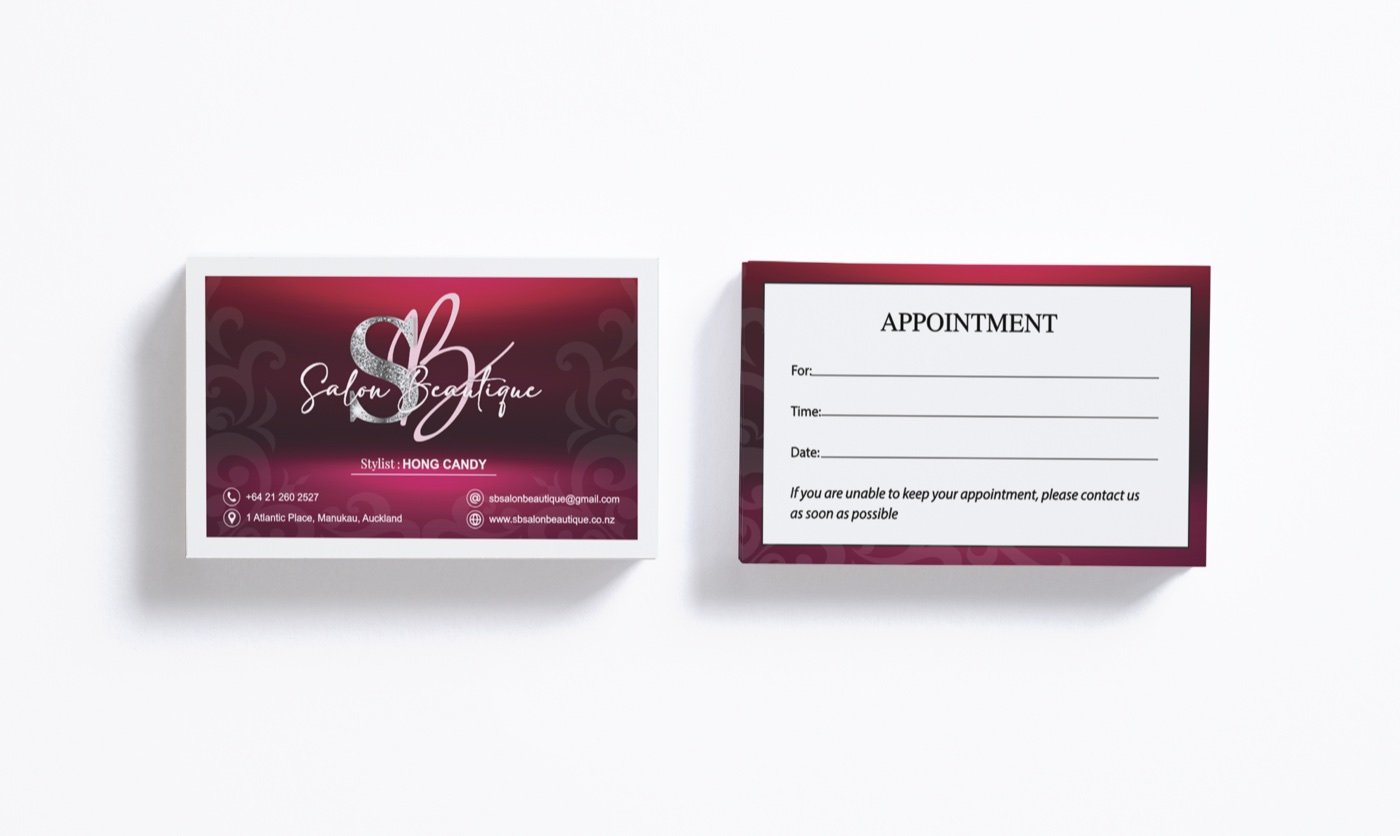SB Salon Beautique business card