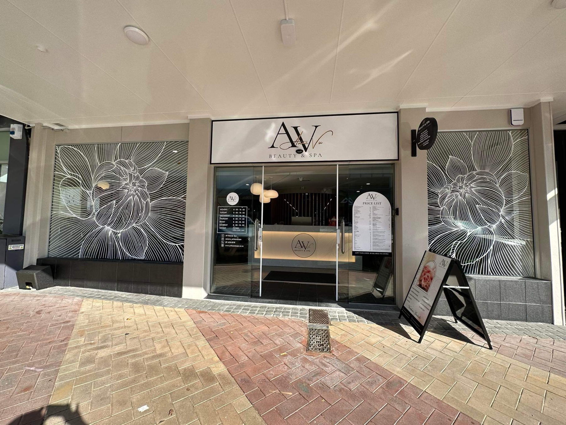 AV Beauty Spa storefront window graphics