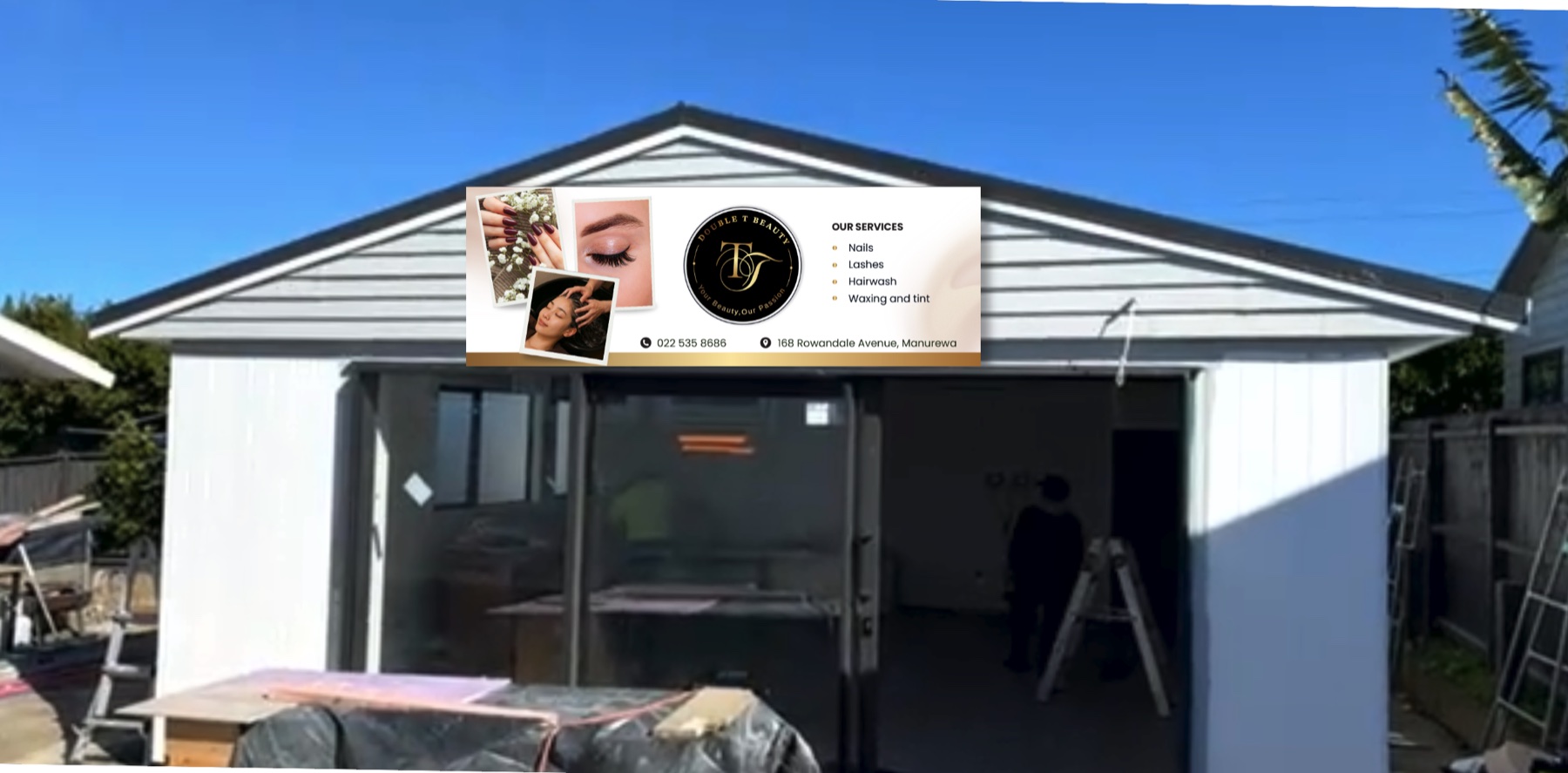 Double T Beauty printed shopfront banner