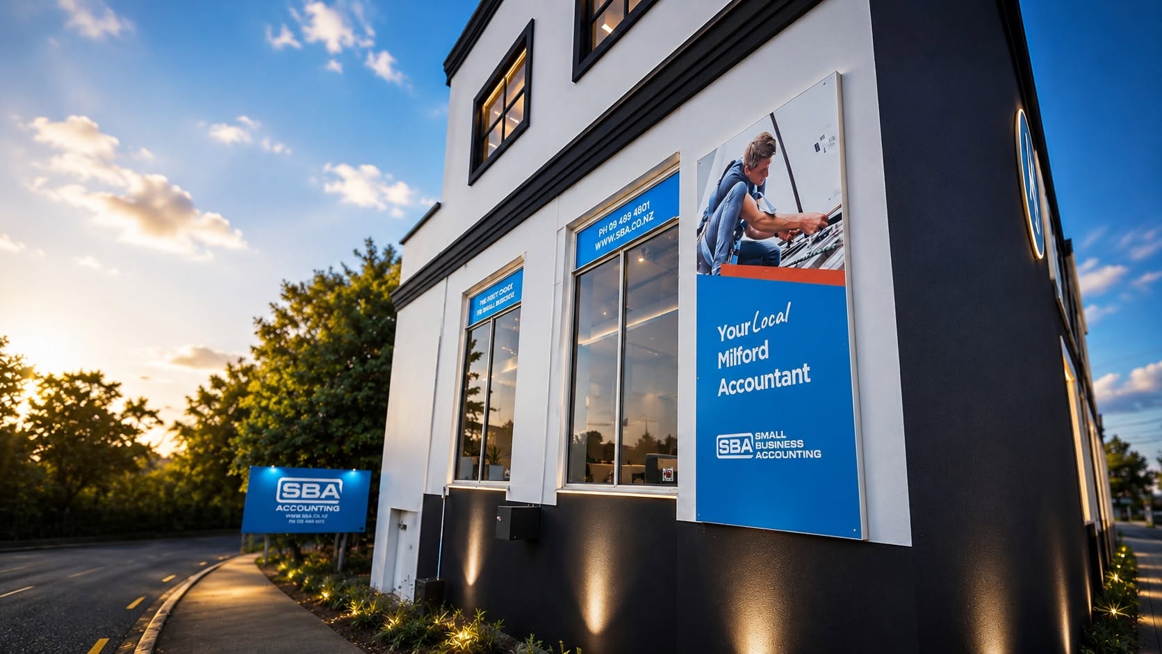 SBA Milford exterior wall and building signage