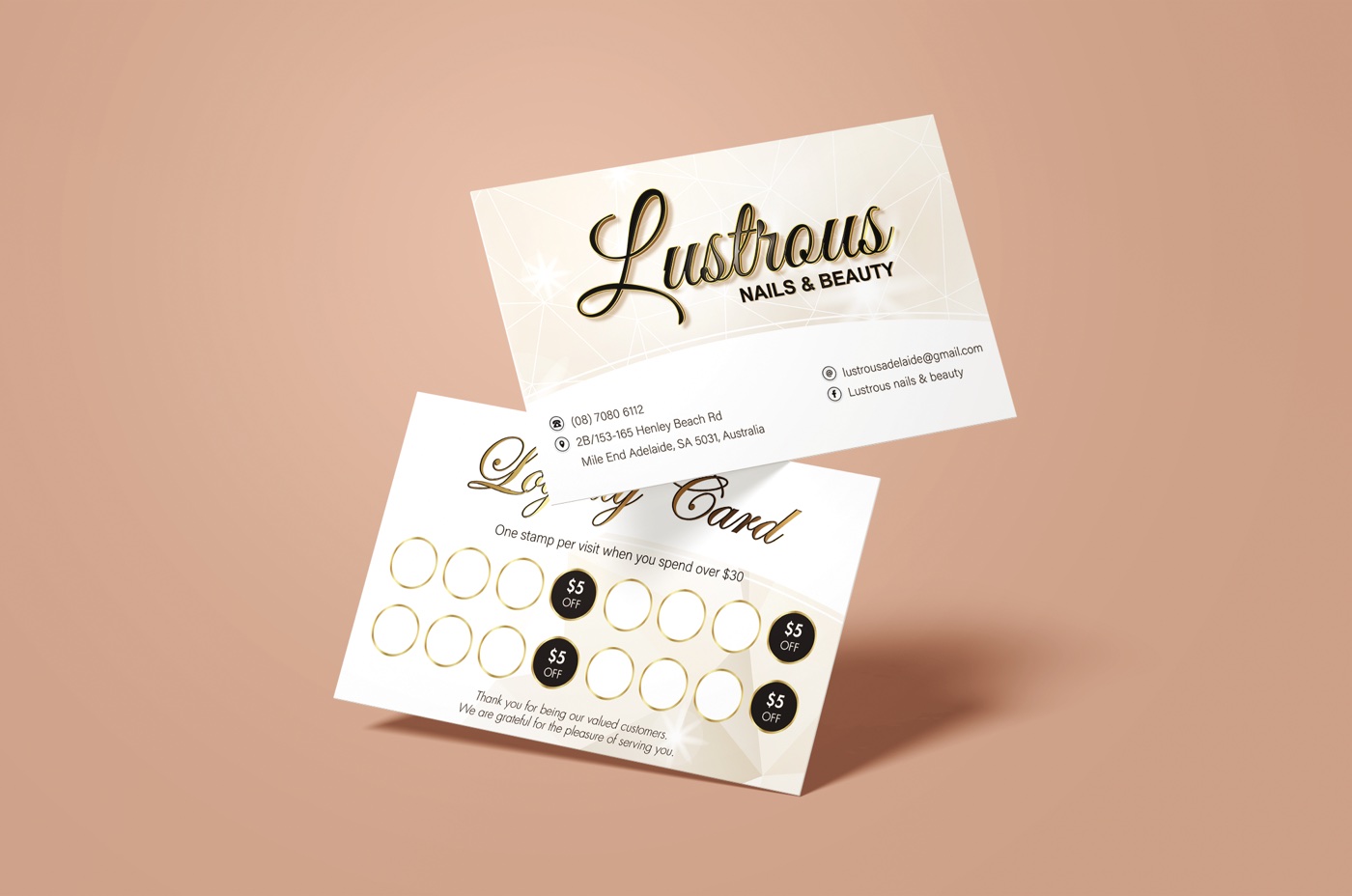 Lustrous Nails and Spa loyalty card
