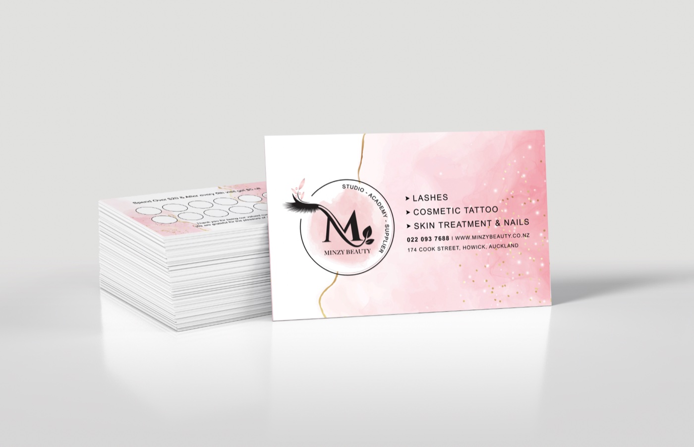 Minzy Beauty and Spa loyalty card
