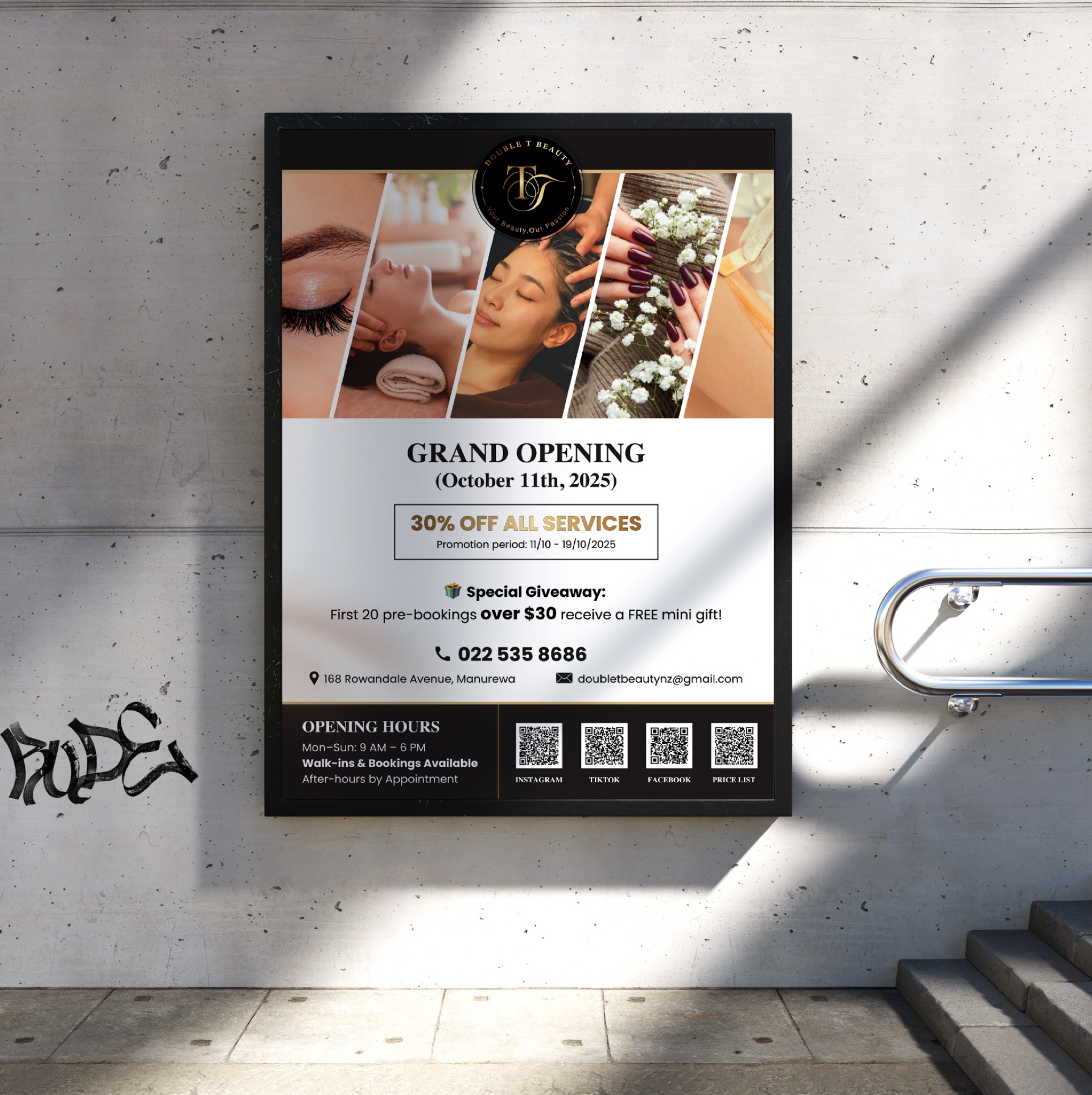 Double T Beauty grand opening promotional poster