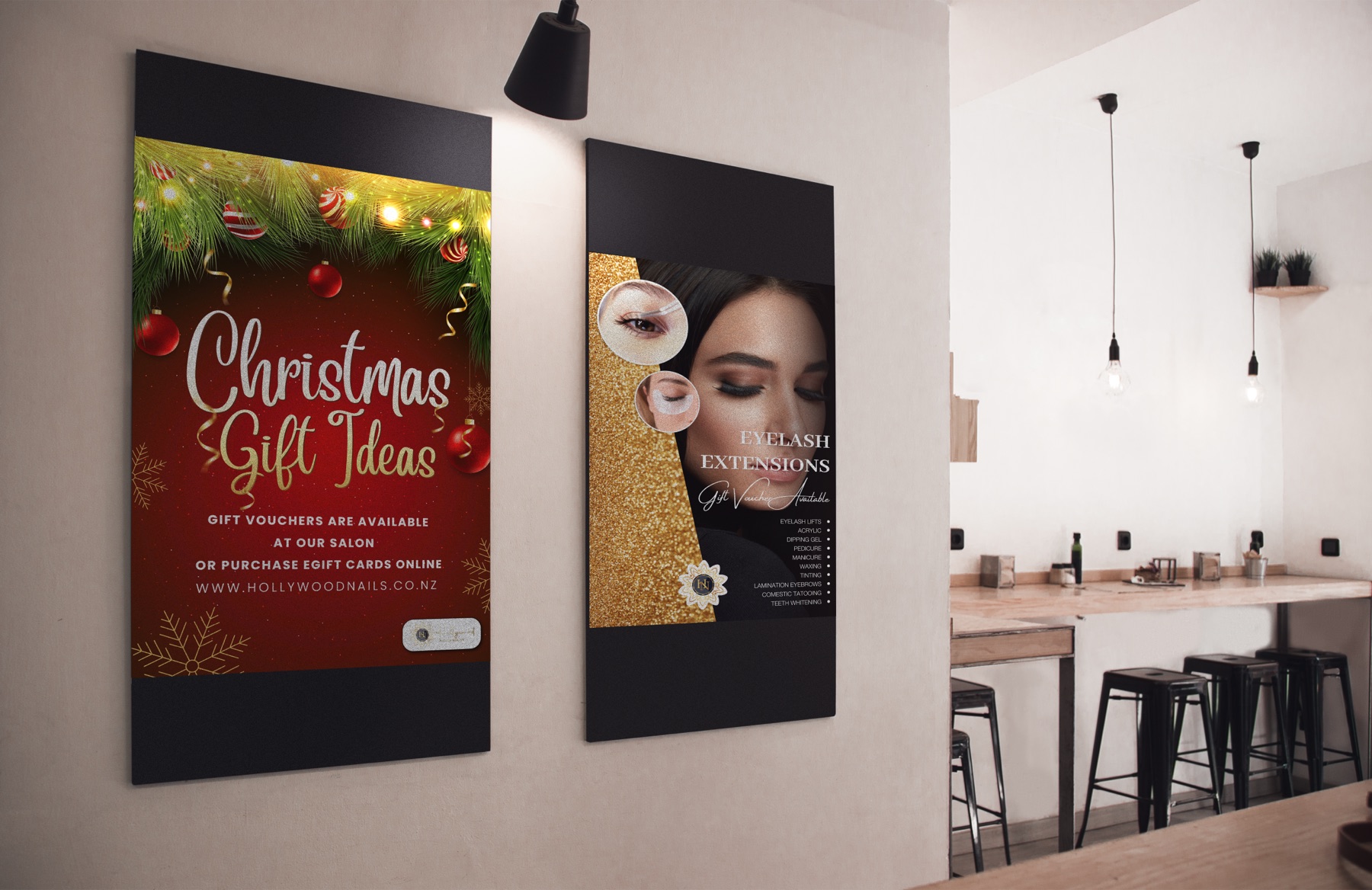 Hollywood Nails Christmas gift poster designs