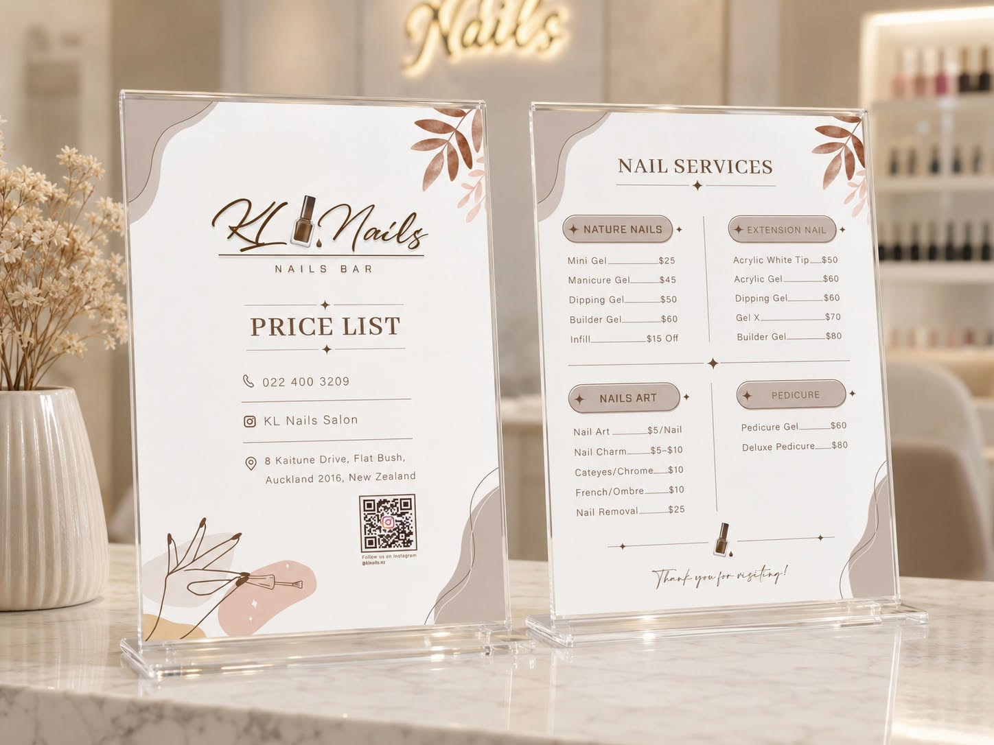 KL Nails price list