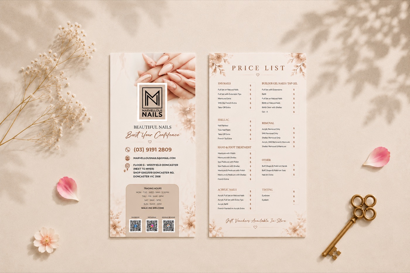 Marvellous Nails price list
