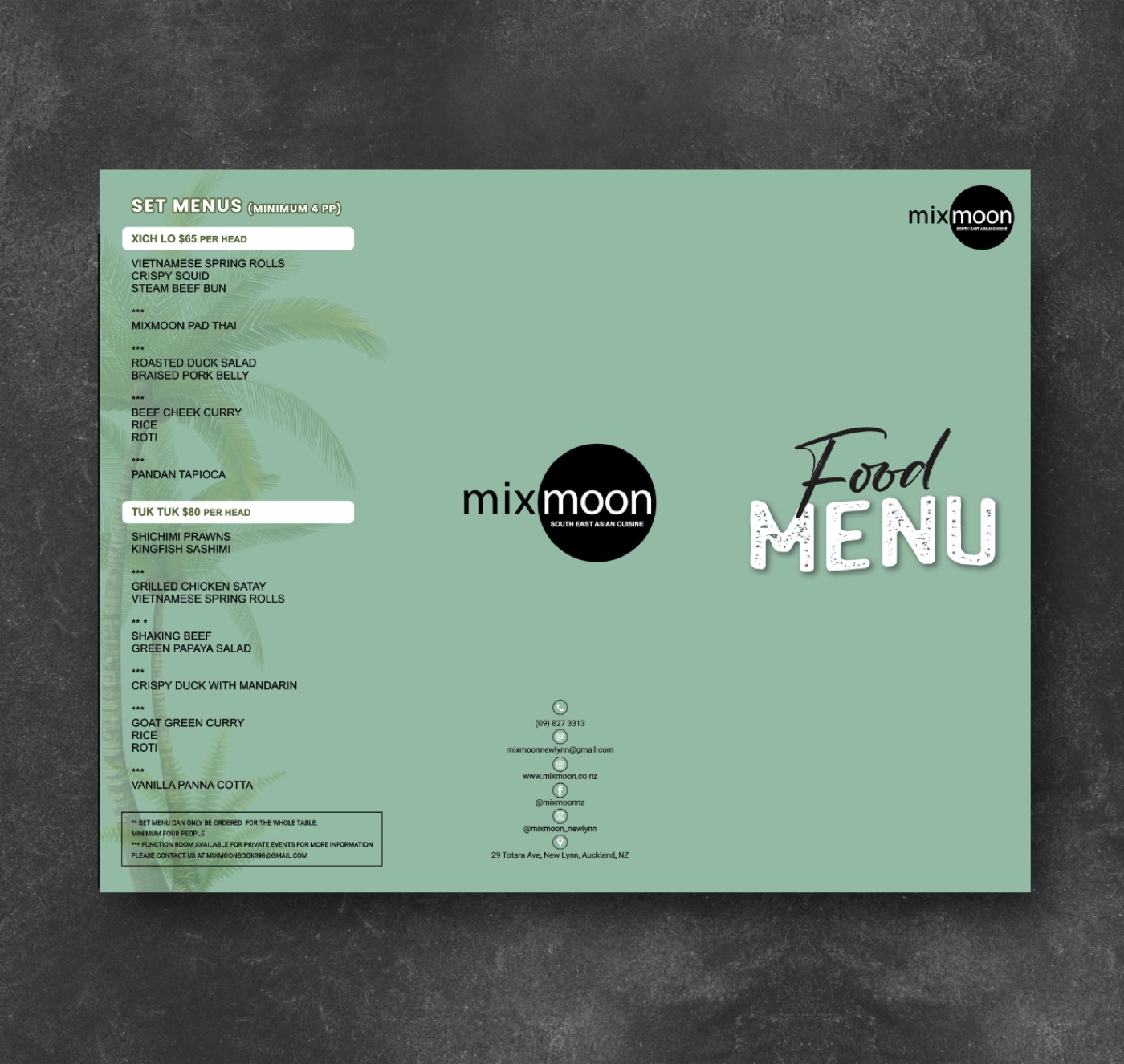 Mix Moon Restaurant menu