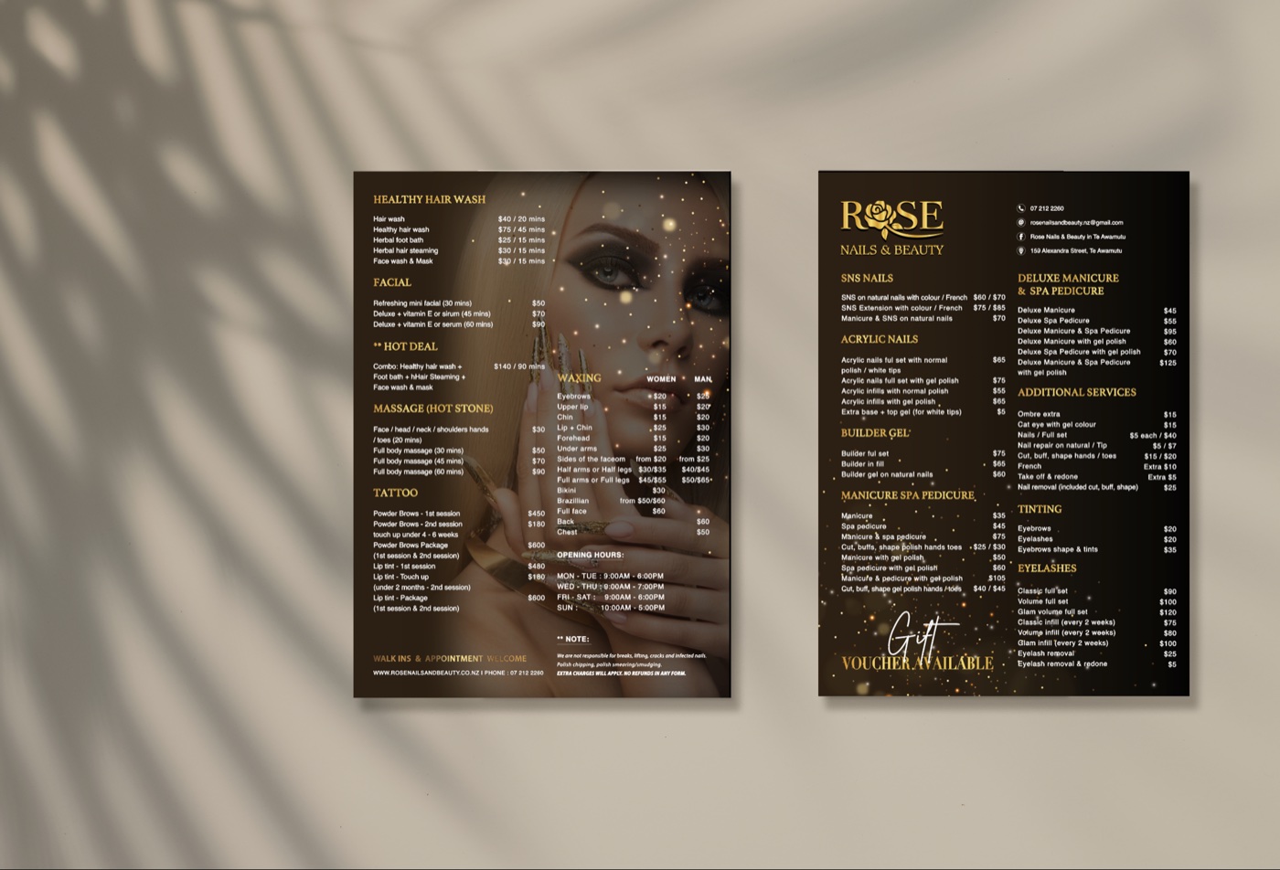 Rose Nails and Beauty price list