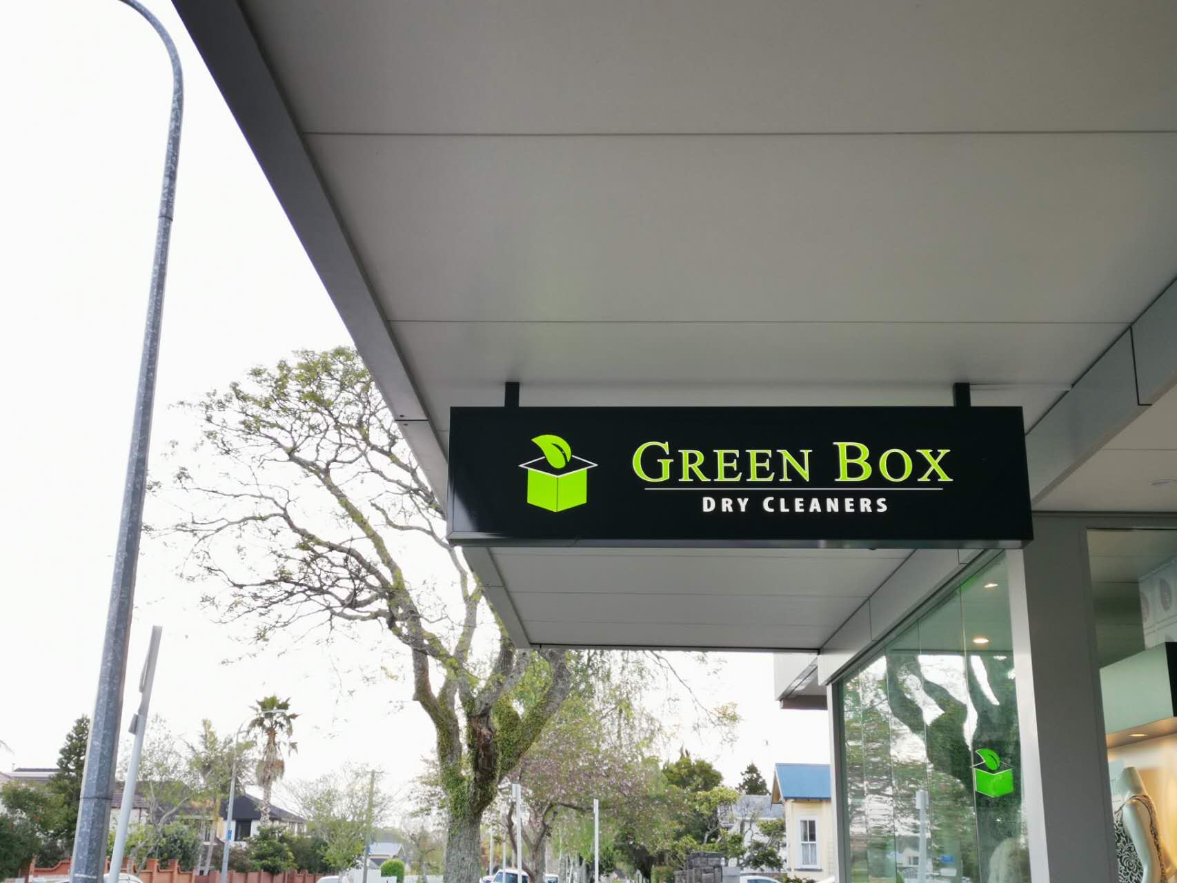 Green Box illuminated lightbox sign