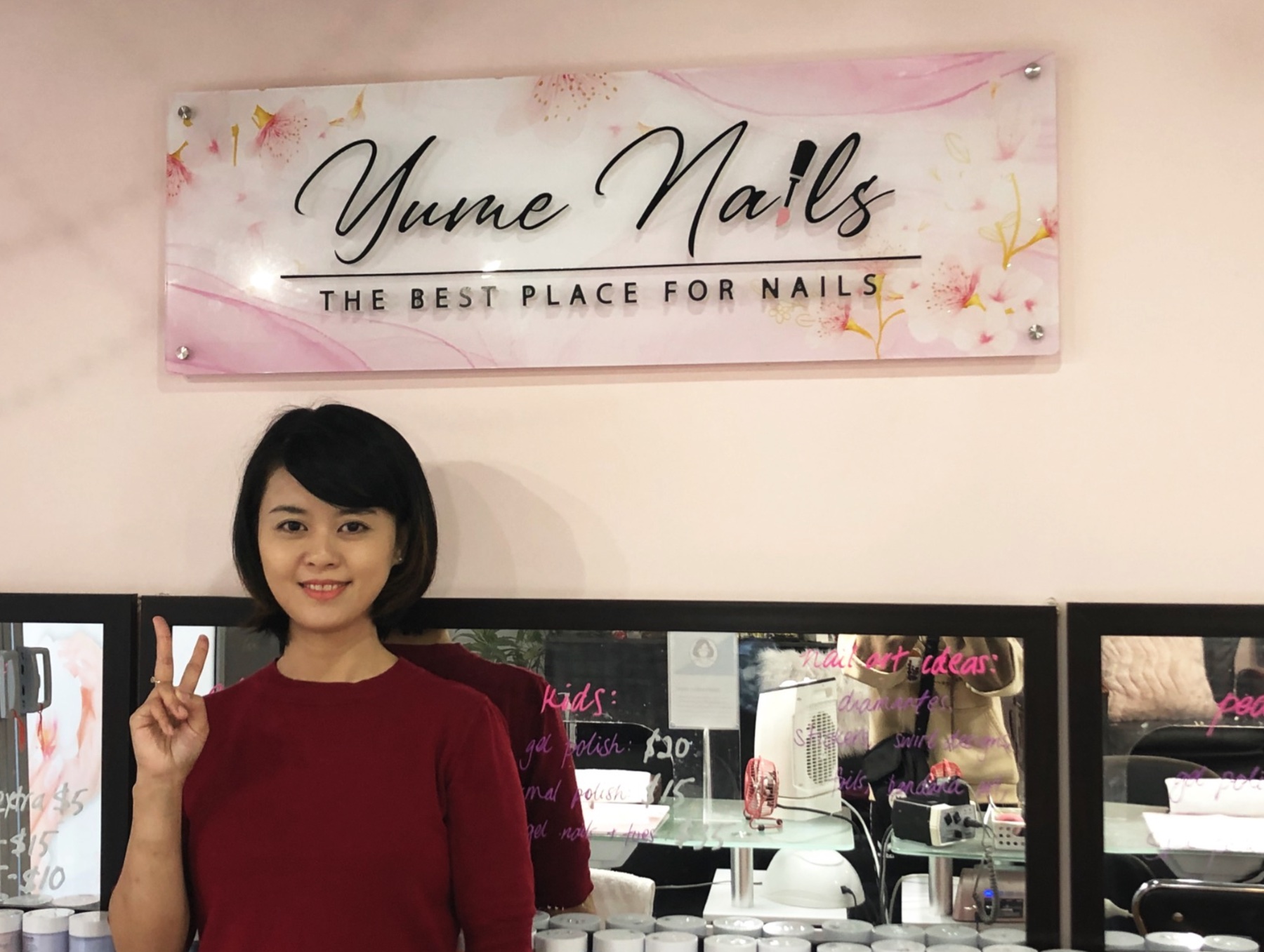 Yume Nails acrylic shop sign