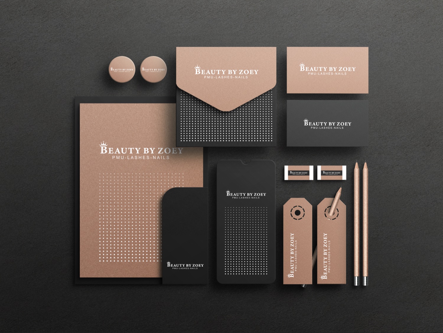 Beauty by Zoey complete branding design