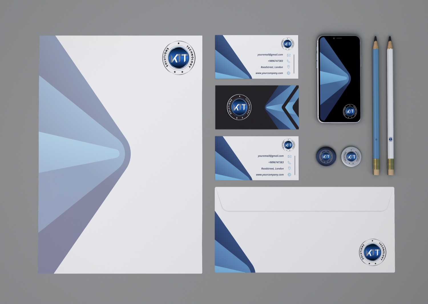 KTT Technology blue stationery design
