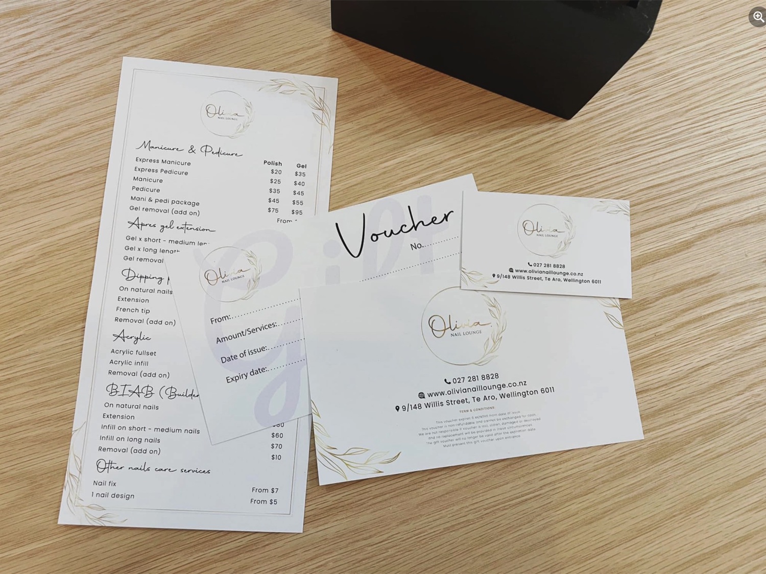 Olivia Nails complete branding design