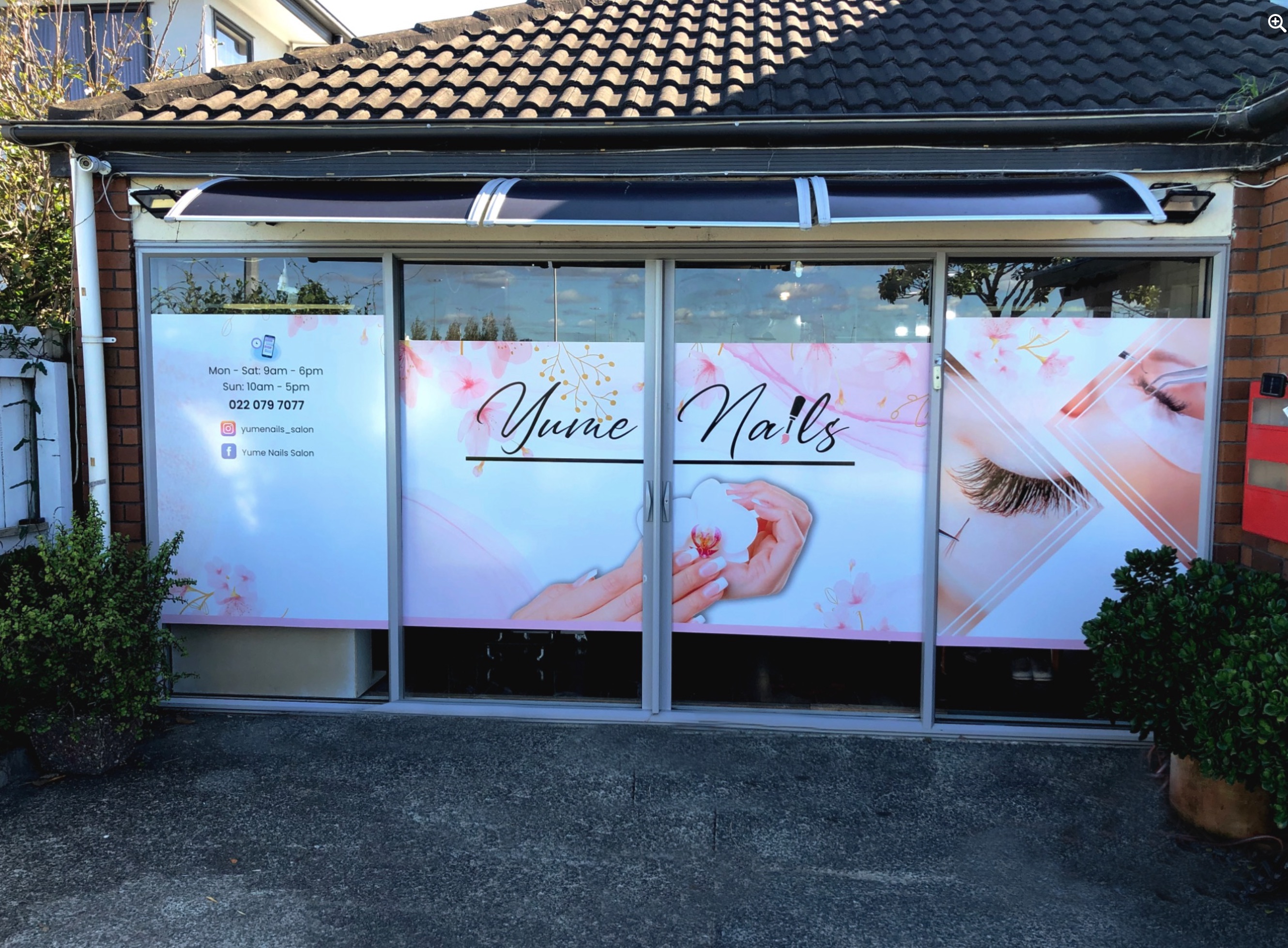 Yume Nails shopfront window graphic